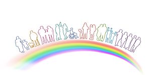 Immagine di persone disabili e arcobaleno