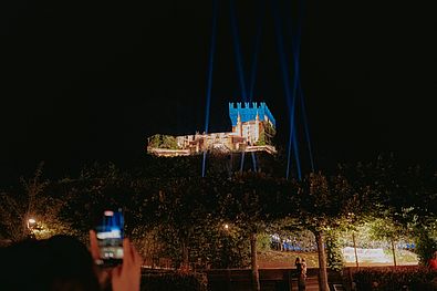 foto proiezione video sulla Rocca di Gradara