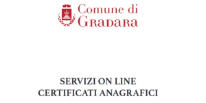 Logo Comune di Gradara e dicitura: SERVIZI ON LINE CERTIFICATI ANAGRAFICI